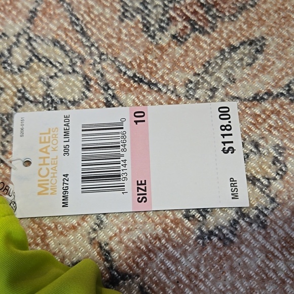 Michael Kors Lime One Shoulder Full Coverage One Piece Swimsuit - Size 10 - Picture 4 of 8